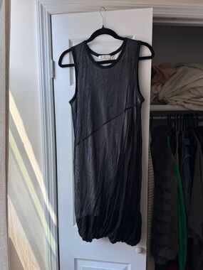 Helmut Lang dual-layered Bubble-cinched elasticated hem tank dress top